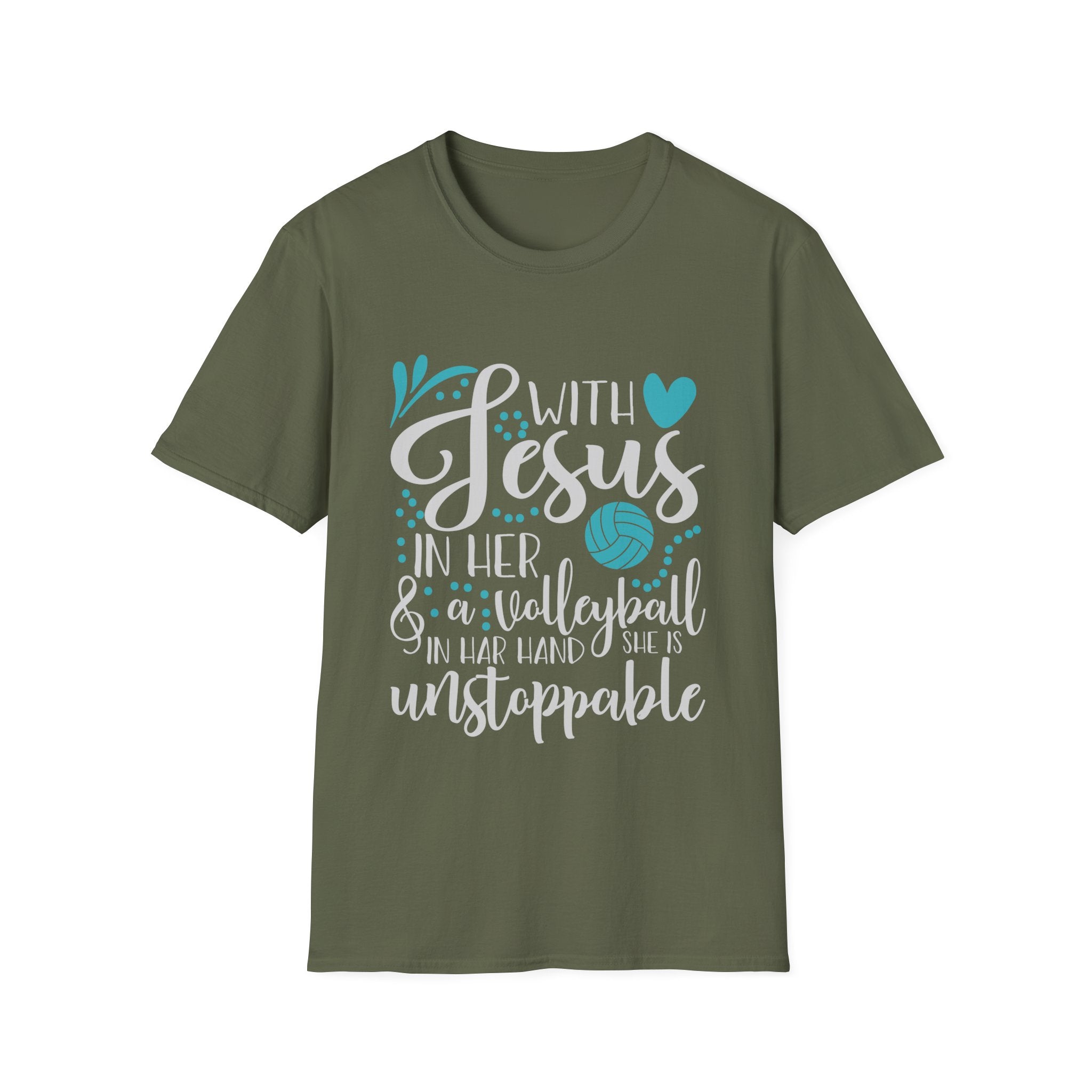 Jesus and Volleyball Unisex Softstyle T-Shirt
