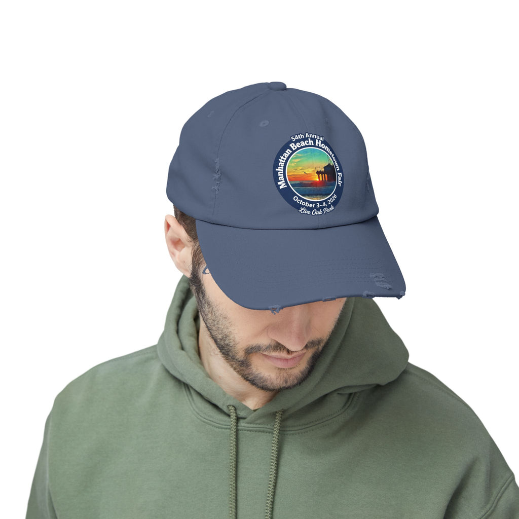 Distressed Baseball Cap - Manhattan Beach Hometown Fair 2026 Sunset Logo