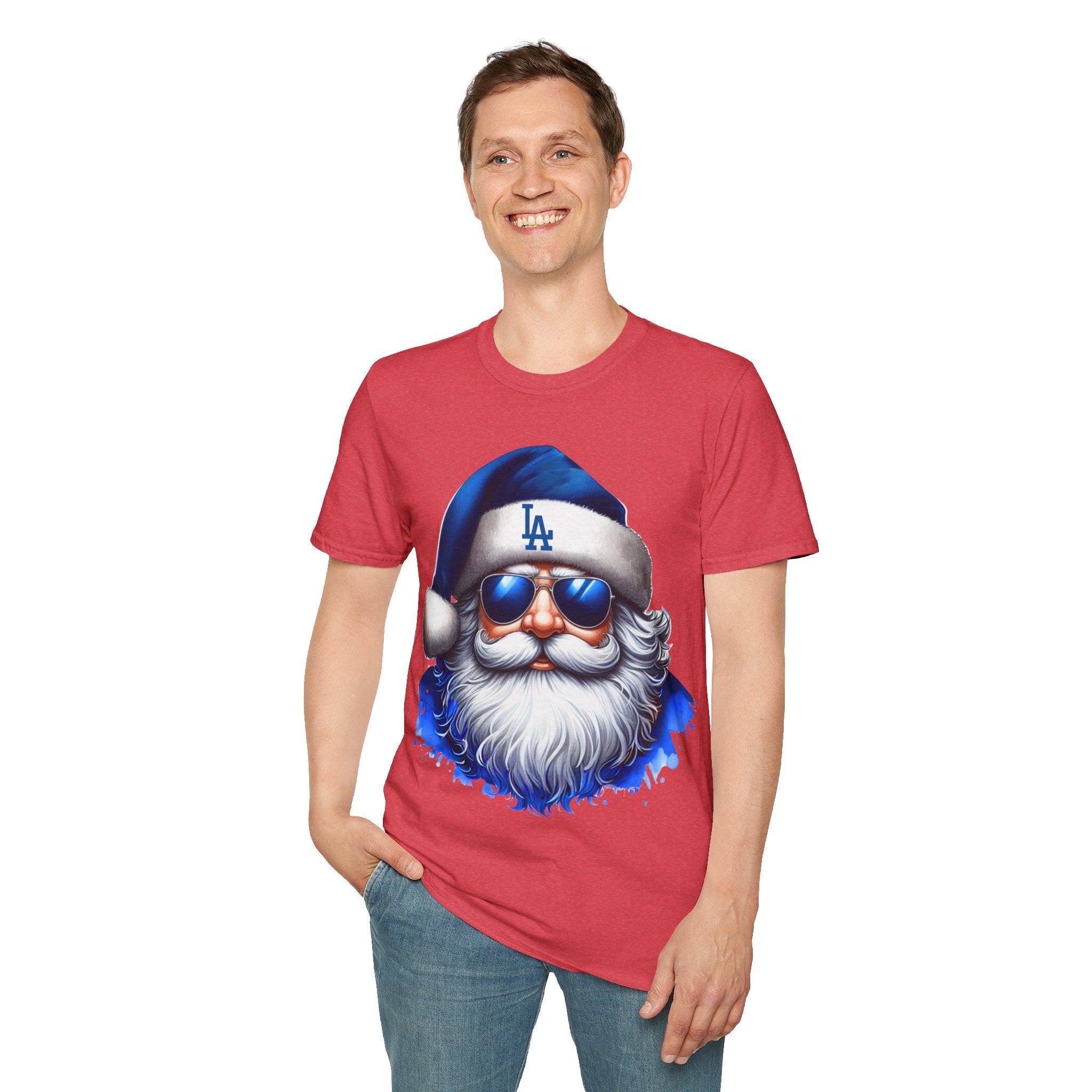 LA Dodgers Blue Santa T-Shirt — Cool Sunglasses Holiday Tee