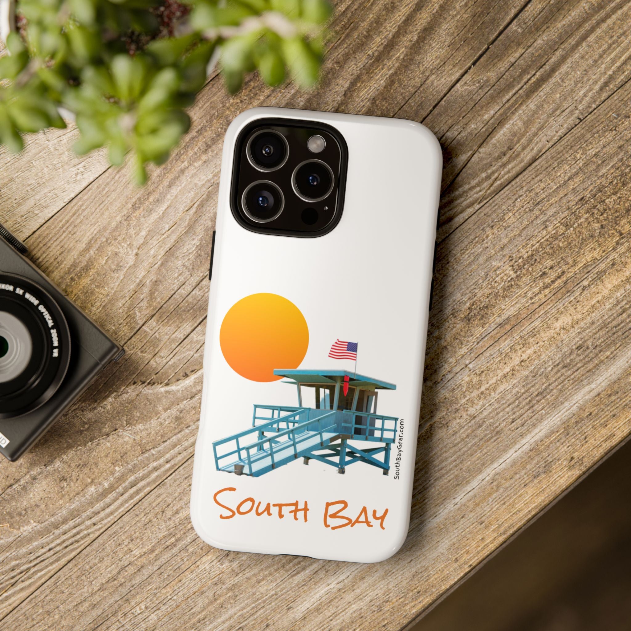 South Bay Lifeguard Stand with American Flag Tough Phone Cases