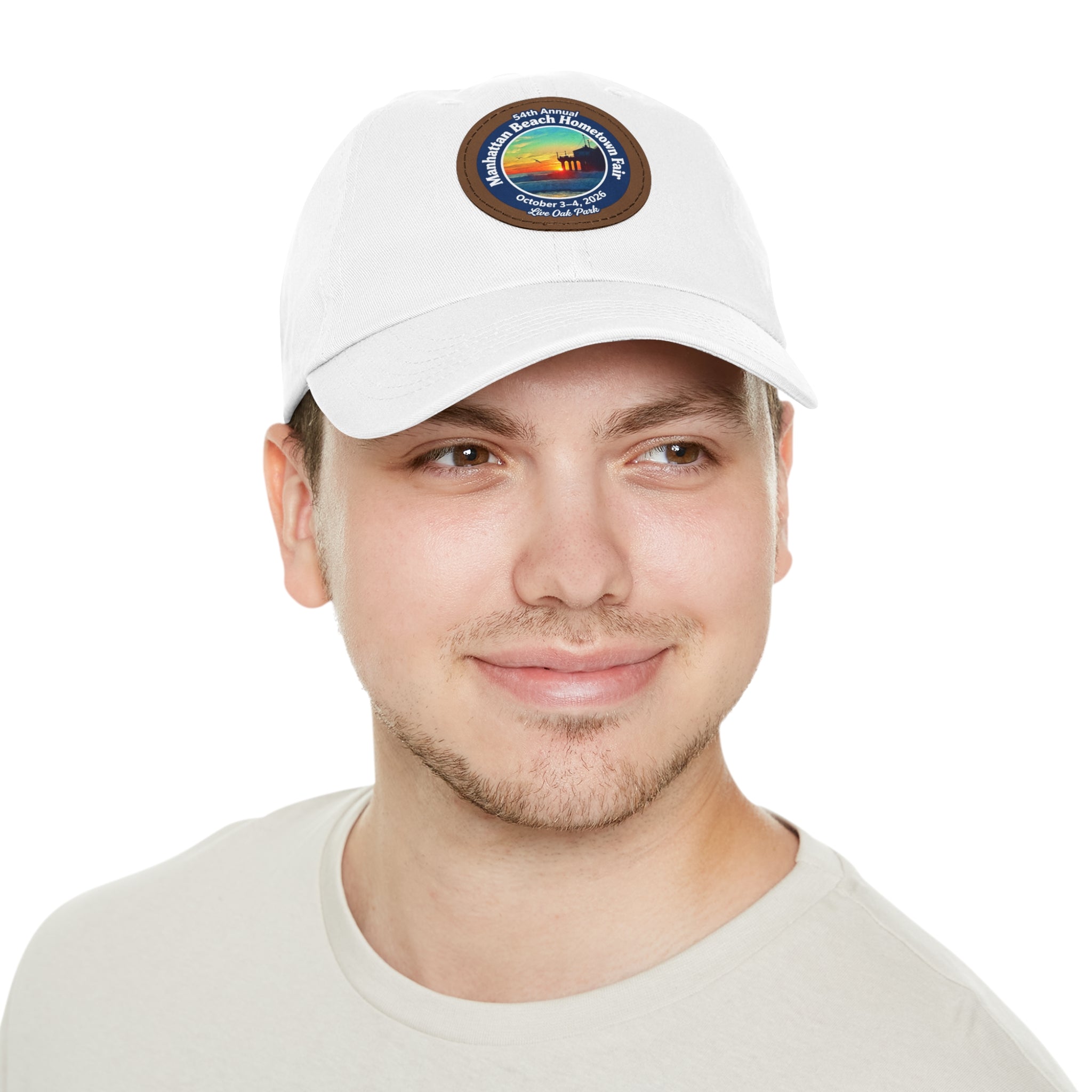 Manhattan Beach Hometown Fair 2026  Beach  Live Oak Park Annual Festival Round Leather Patch Hat