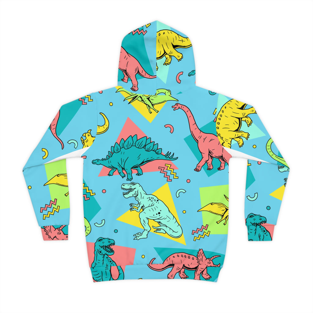 Retro Neon Dinosaurs Children's Hoodie | Allover Print Kids Hoodie