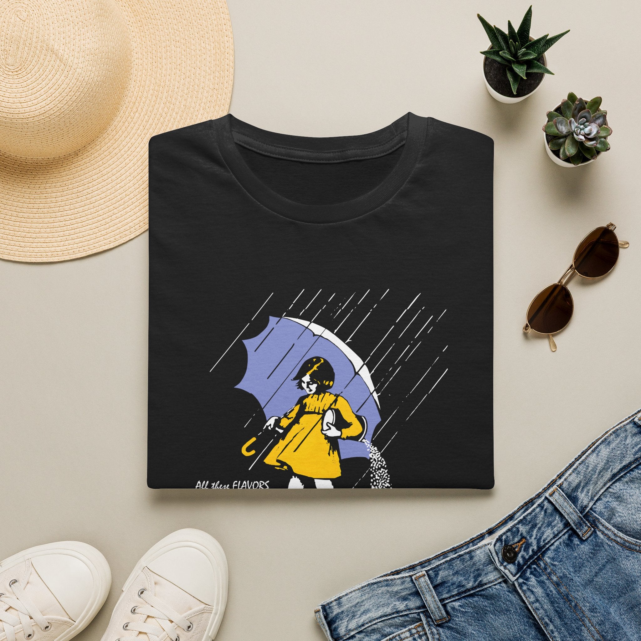 Salty Rainy Day Graphic T-Shirt — Girl with Umbrella Illustration