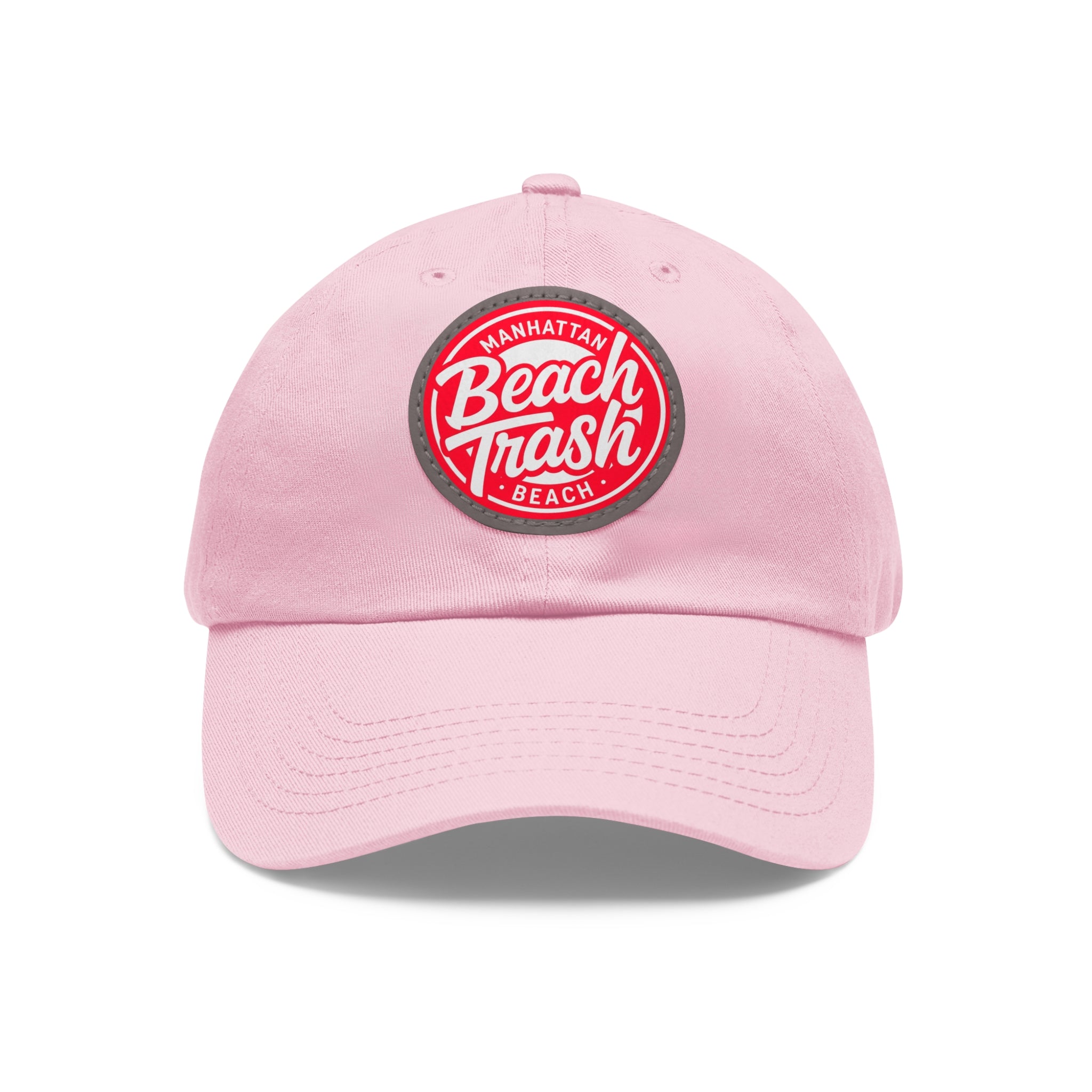 Proud to be Called Beach Trash Manhattan Beach  Leather Patch Dad Hat — Vintage Manhattan Beach Logo