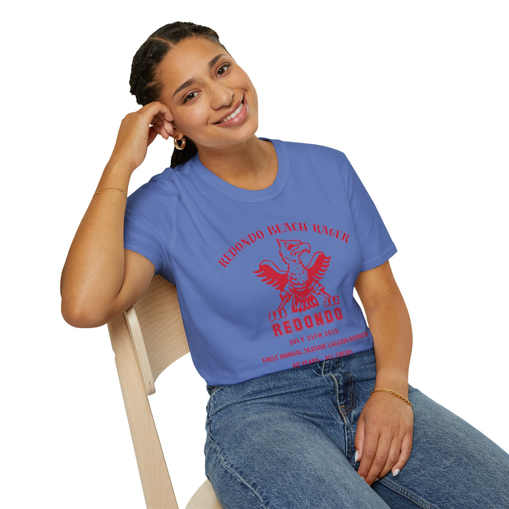 Redondo Beach Rager T-Shirt — Vintage School Spirit Graphic Tee - First Annual All Class Reunion 7-25-26 at Seaside Lagoon Redondo Beach