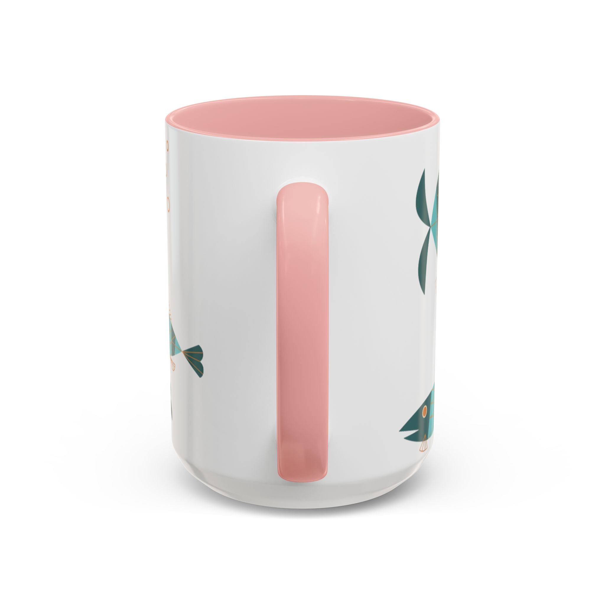 Metlox Pottery Teal Geometric Fish Mug | Accent Coffee Mug
