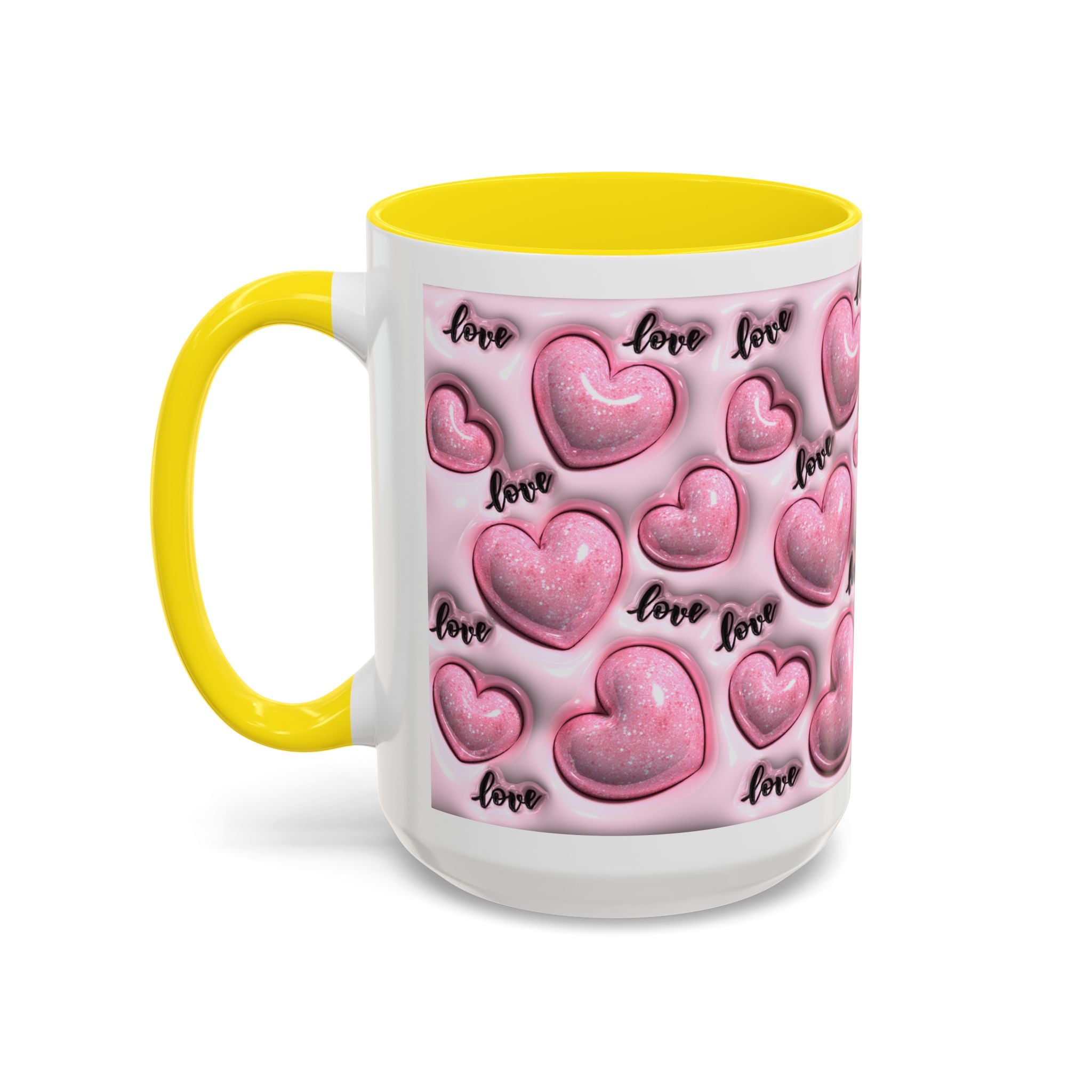 Pink Heart Pattern love Mug | Accent Coffee Mug 11oz 15oz
