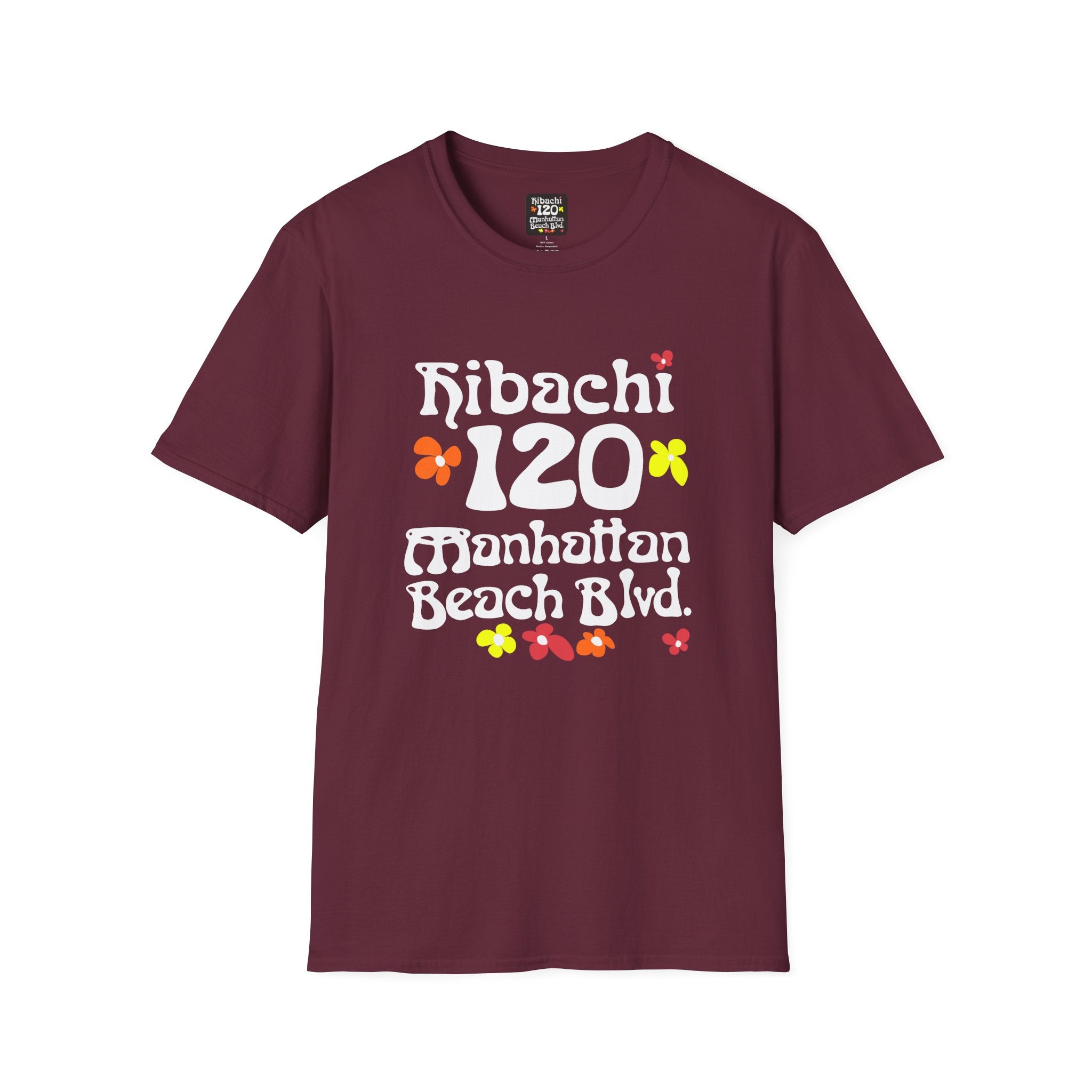 Hibachi 120 Manhattan Beach Blvd Restaurant #OldSchool T-Shirt — Retro Floral Surf Tee "Gone But Not Forgotten"