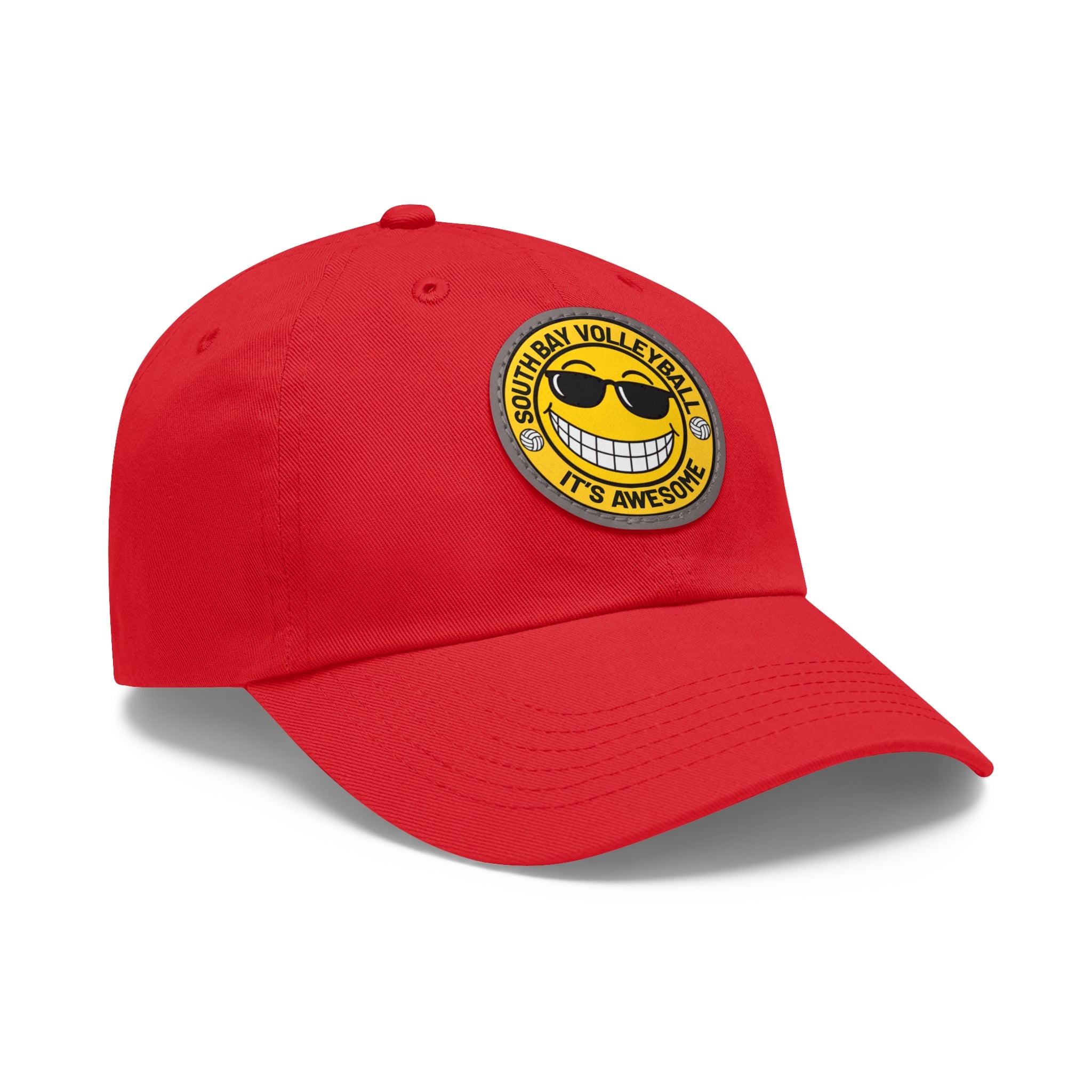 Volleyball Smiley Mom and Dad Hat — "South Bay Volleyball: It’s Awesome" Leather Patch
