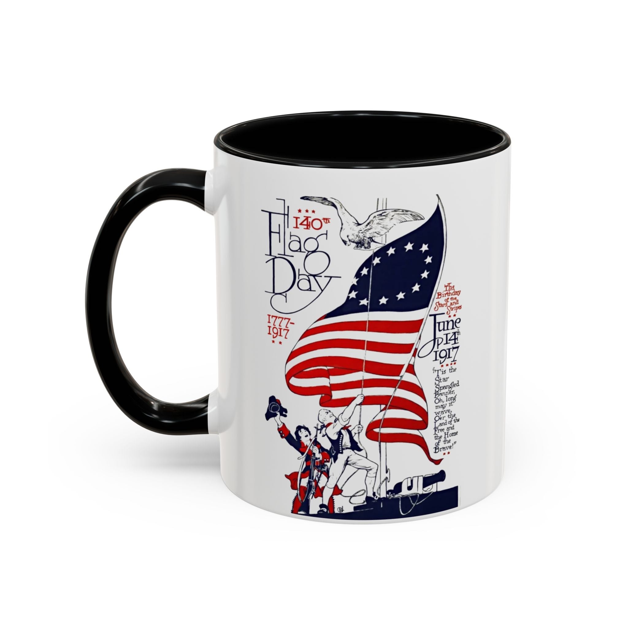 Flag Day Illustration Original Artwork 1917  Mug | American Flag Sailors Accent Coffee Mug