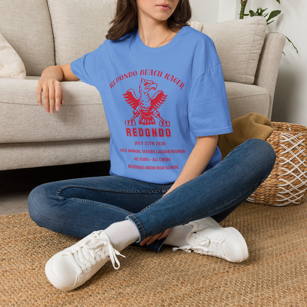 Redondo Beach Rager T-Shirt — Vintage School Spirit Graphic Tee - First Annual All Class Reunion 7-25-26 at Seaside Lagoon Redondo Beach