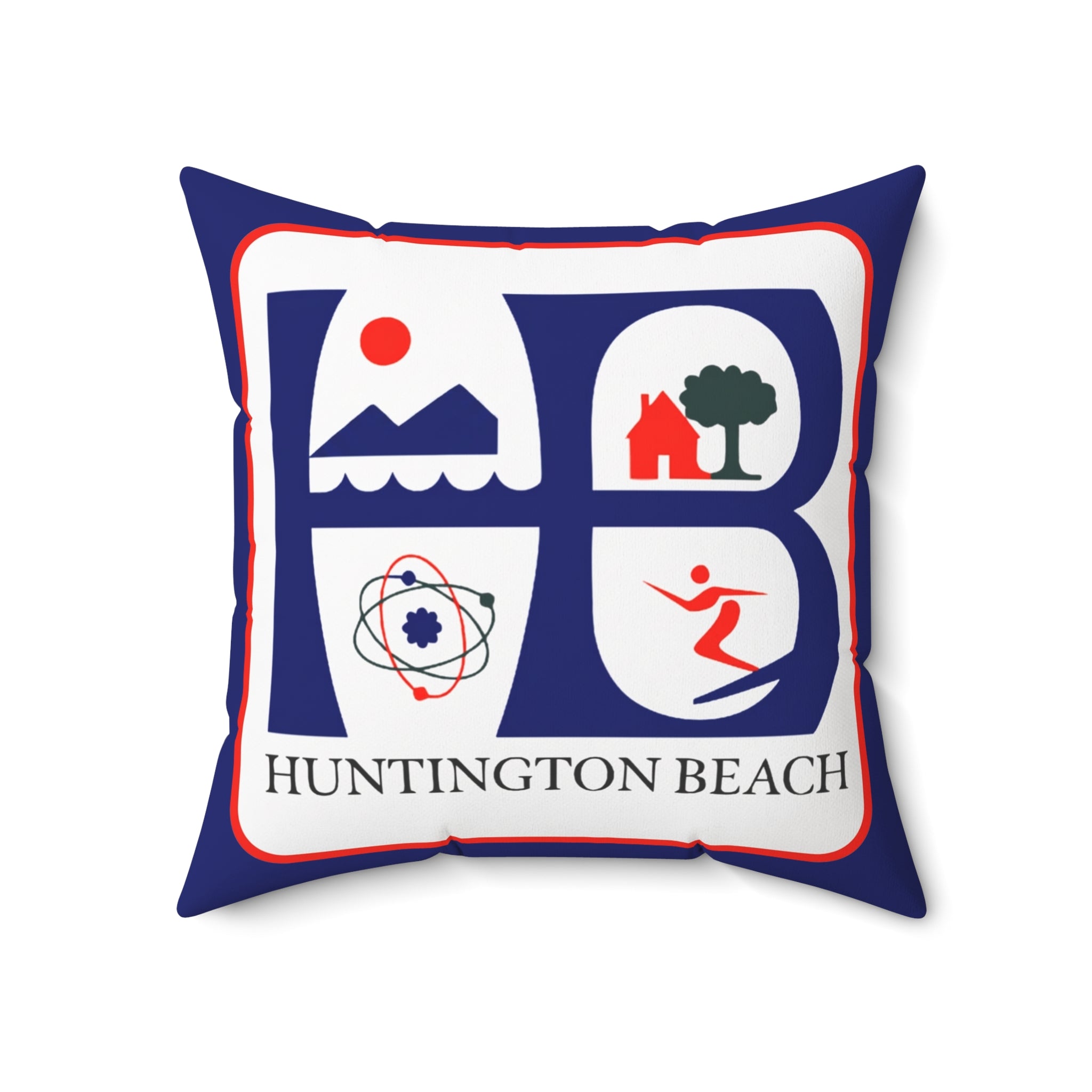 Huntington Beach Icon Pillow — Coastal Surf & Community Decorative Throw Pillow