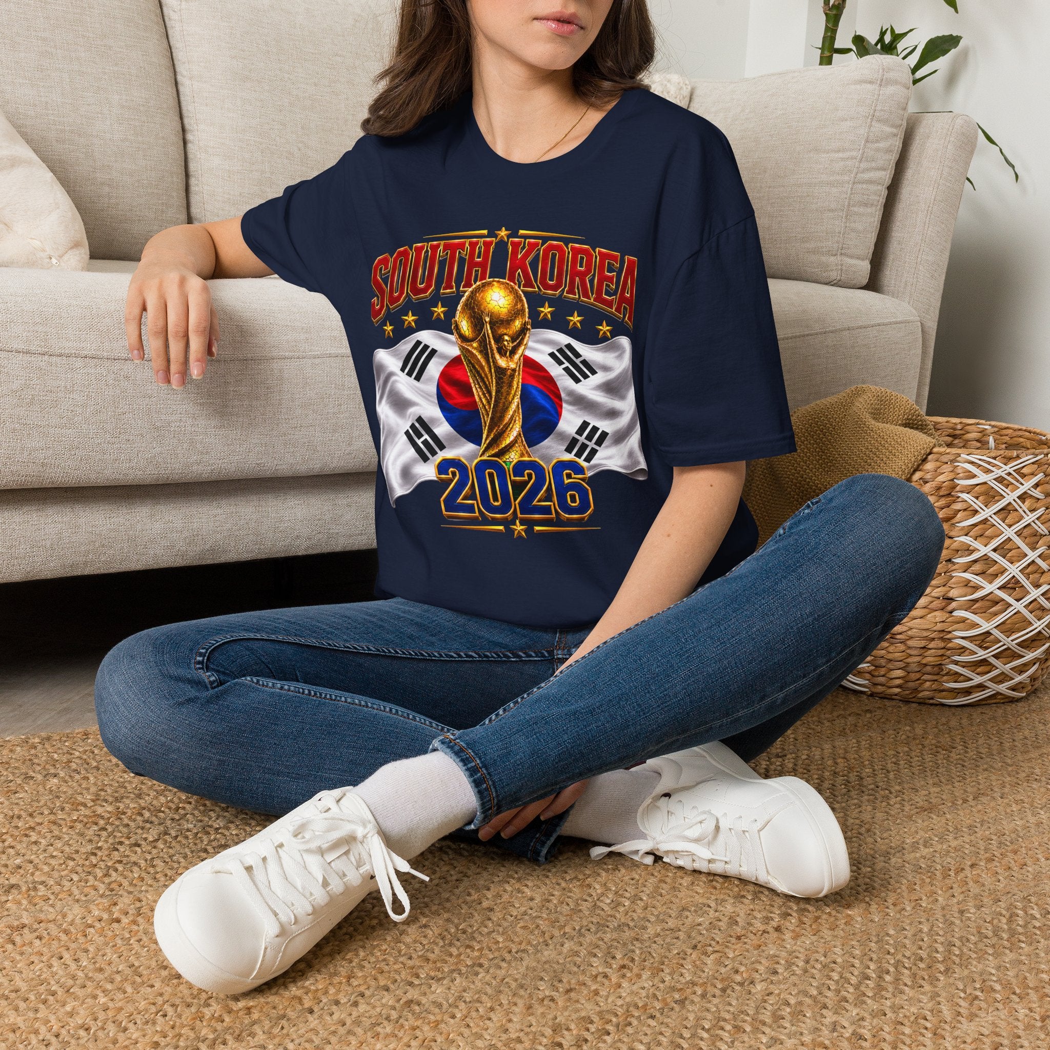 South Korea 2026 Soccer World Cup T-Shirt — Korean Flag & Trophy Football Fan Tee