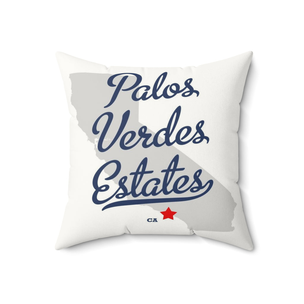 Palos Verdes Estates California Map - Faux Suede Square Pillow
