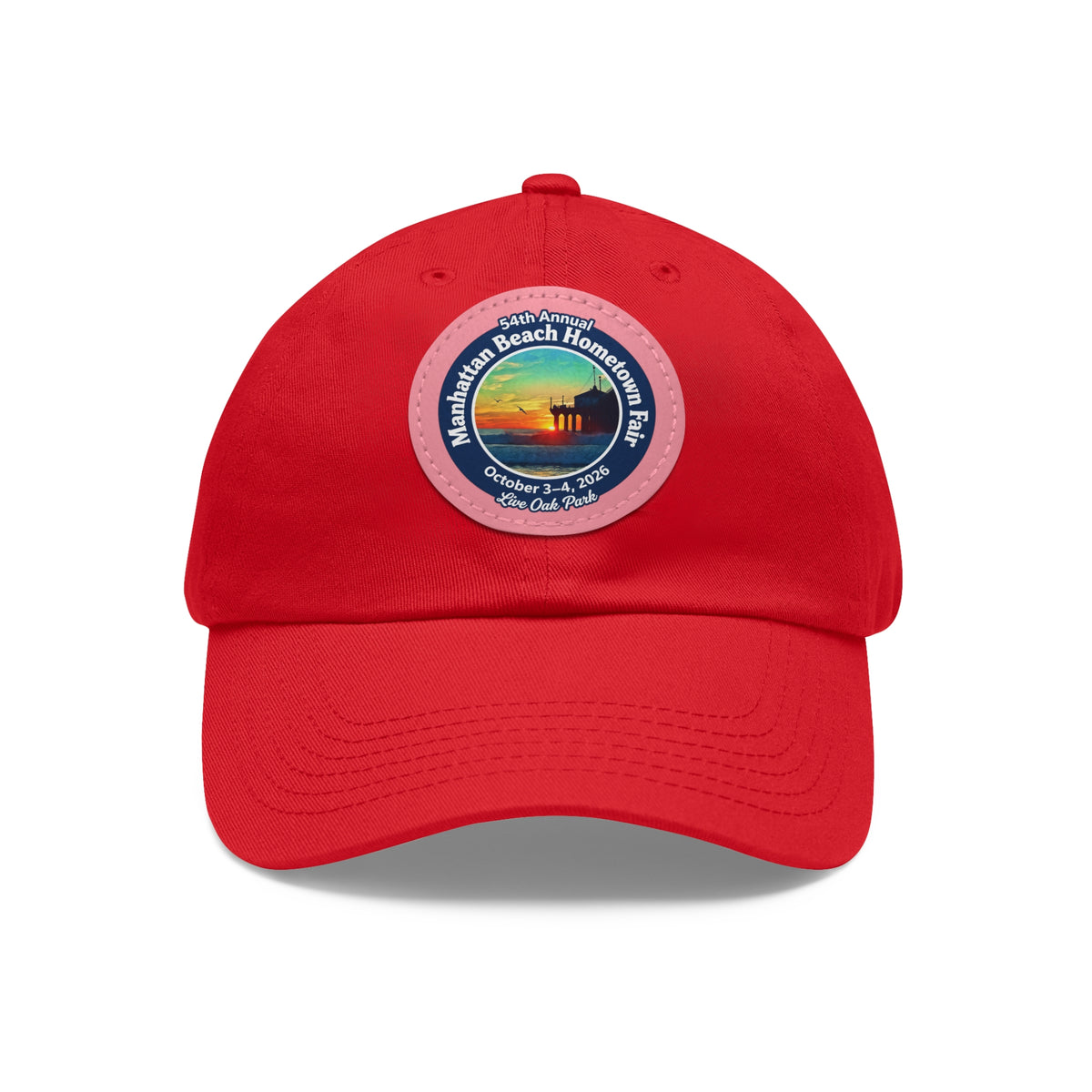 Manhattan Beach Hometown Fair 2026  Beach  Live Oak Park Annual Festival Round Leather Patch Hat