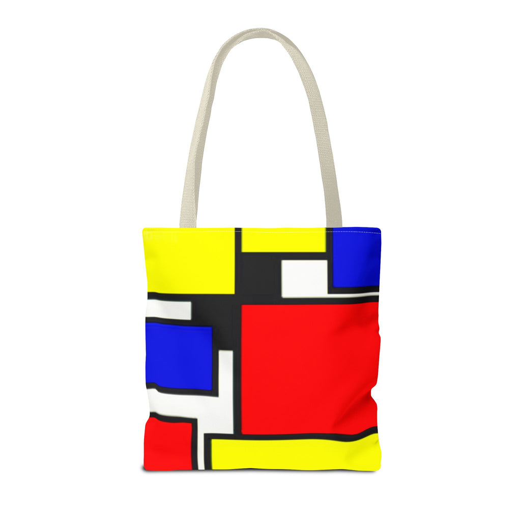 C'mon Get Happy Primary Color Geometric Grid Tote Bag | 1970s Abstract Art