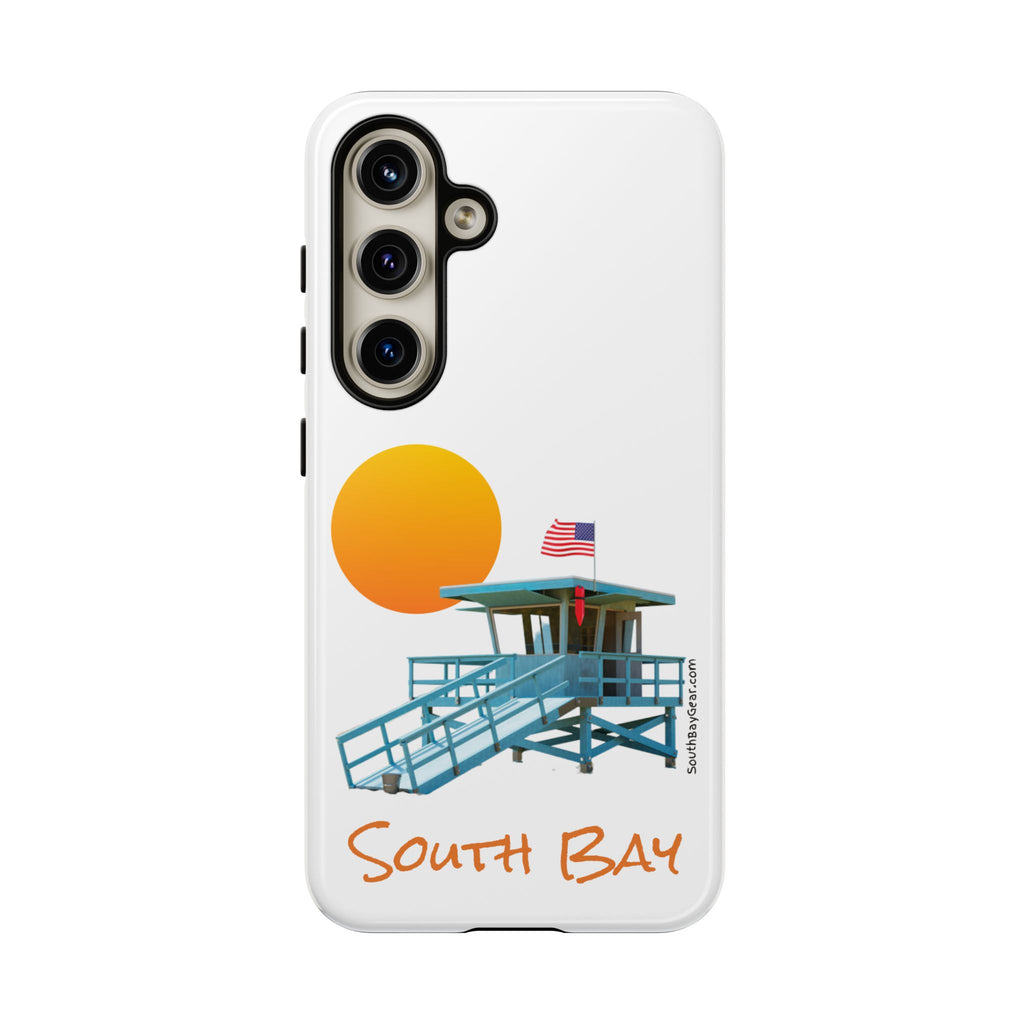 South Bay Lifeguard Stand with American Flag Tough Phone Cases