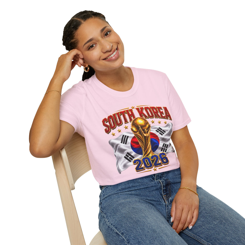 South Korea 2026 Soccer World Cup T-Shirt — Korean Flag & Trophy Football Fan Tee