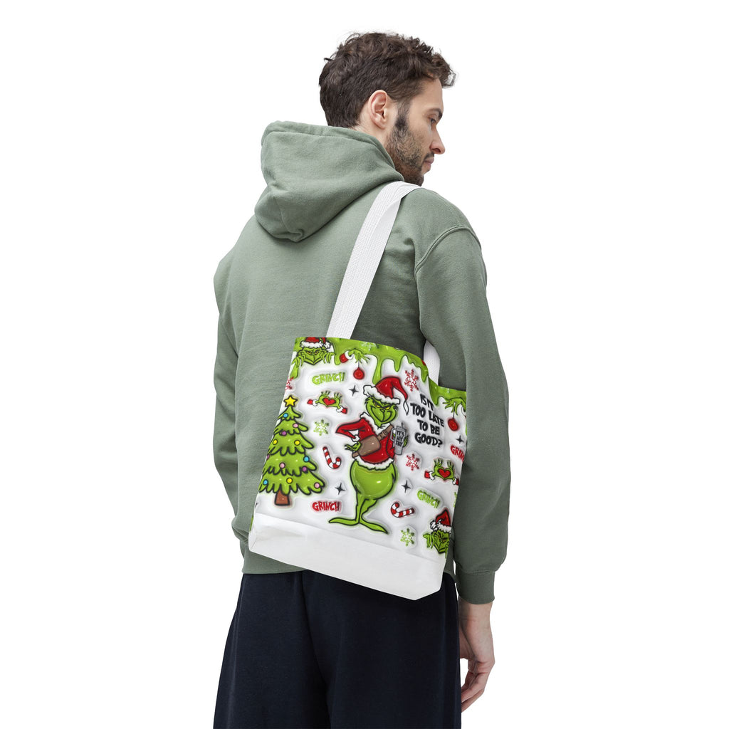 Christmas Tote Bag, Holiday Shopping Bag, Grinch Gift, Festive Reusable Bag, Cute Winter Accessory