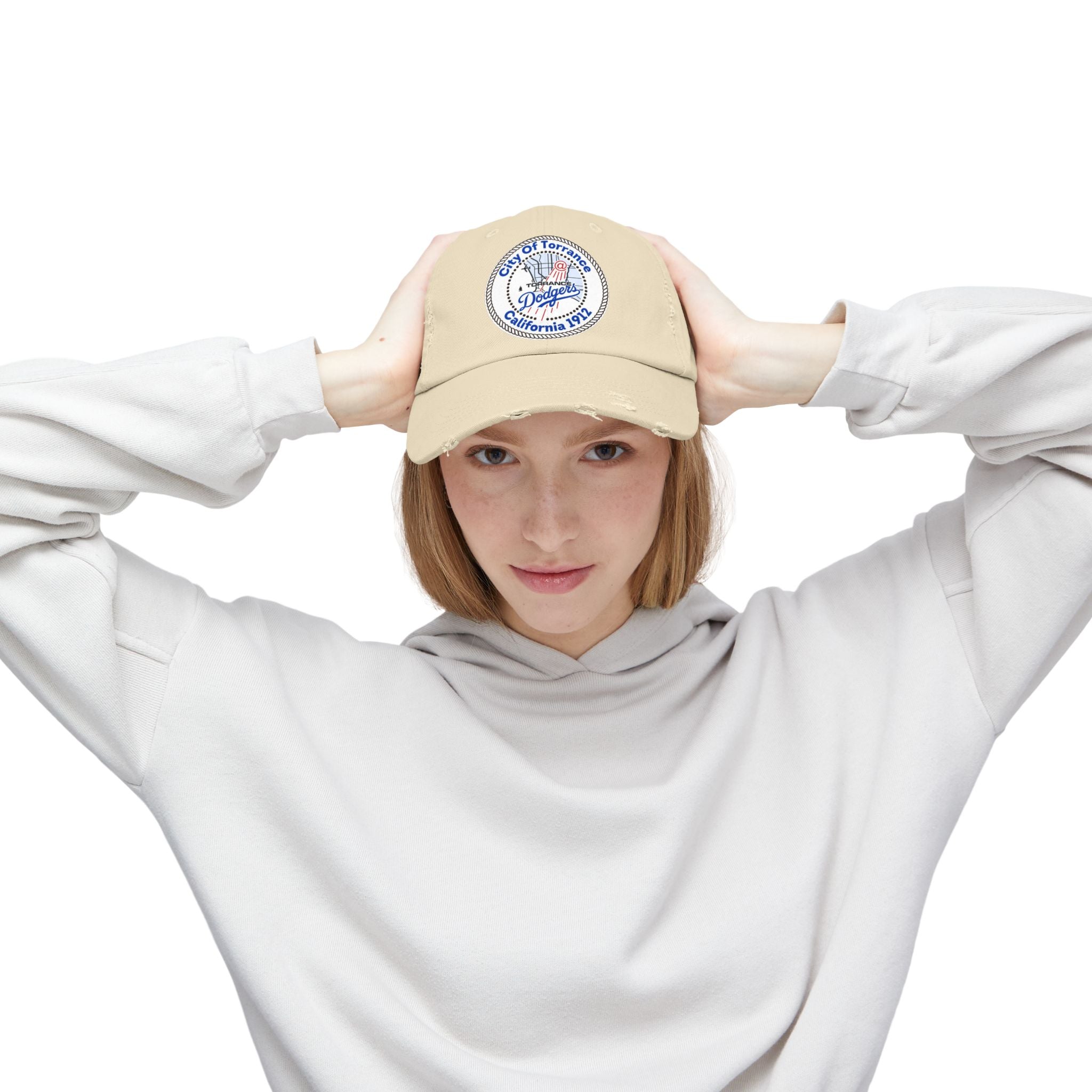 Distressed Baseball Cap with Torrance Dodgers Patch