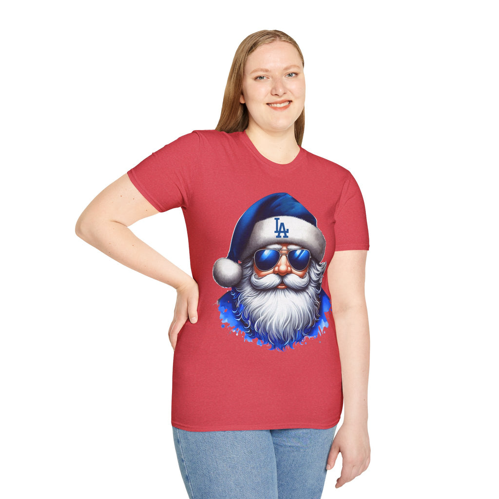 LA Dodgers Blue Santa T-Shirt — Cool Sunglasses Holiday Tee