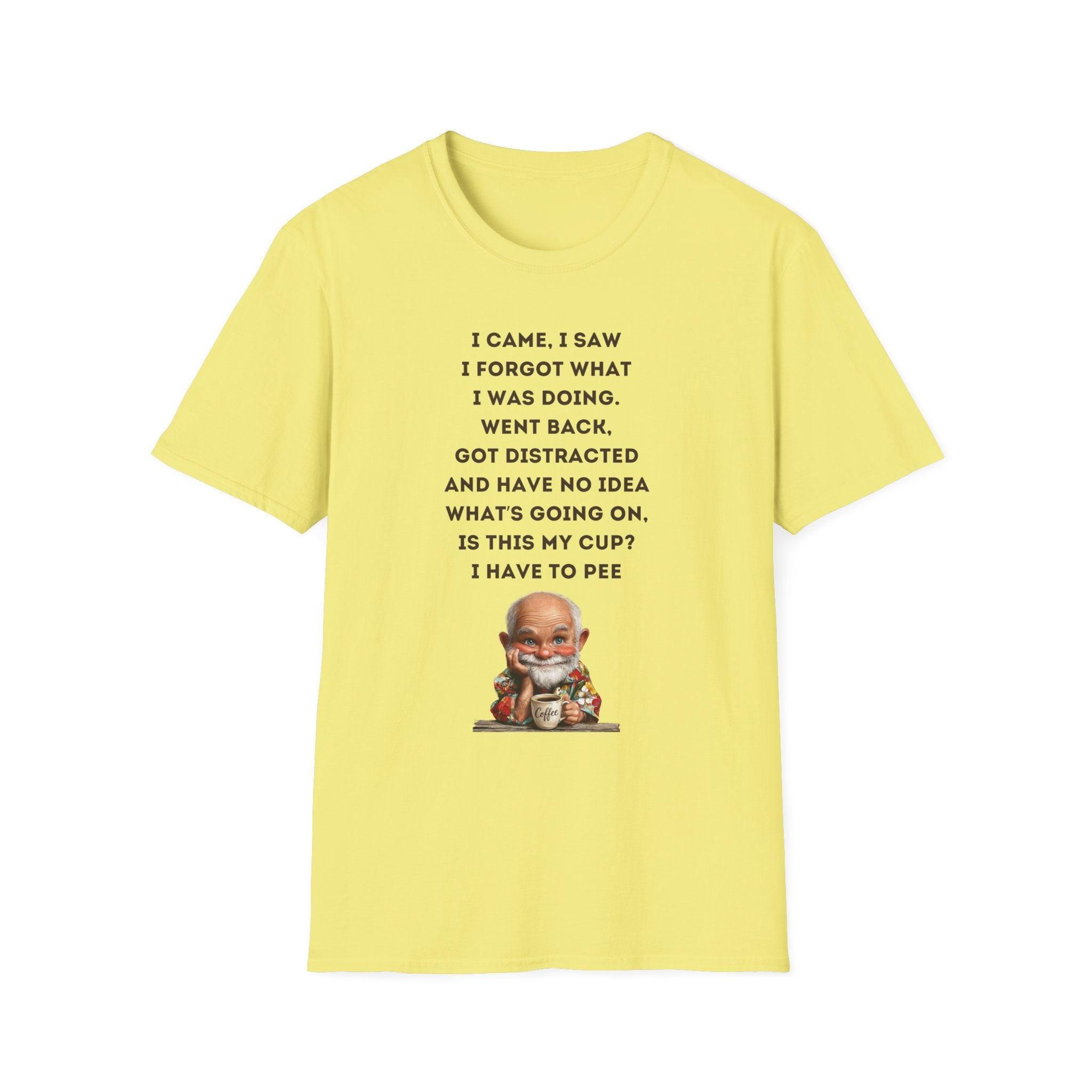 Funny Forgetful Grandpa Quote T-Shirt | Retro Grandpa I Got to Pee Illustration