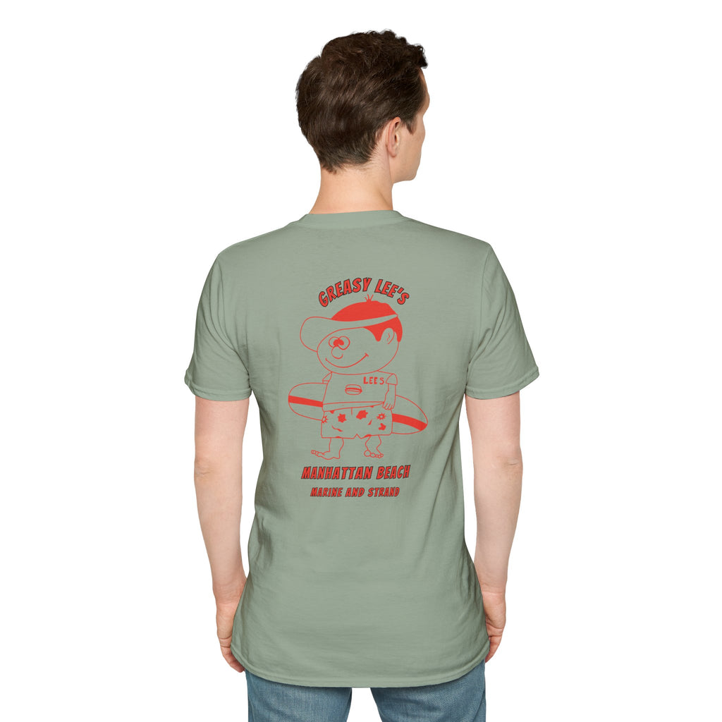 Greasy Lee's Manhattan Beach Old School T-Shirt | Marine and Strand Manhattan Beach Vintage Surf Design