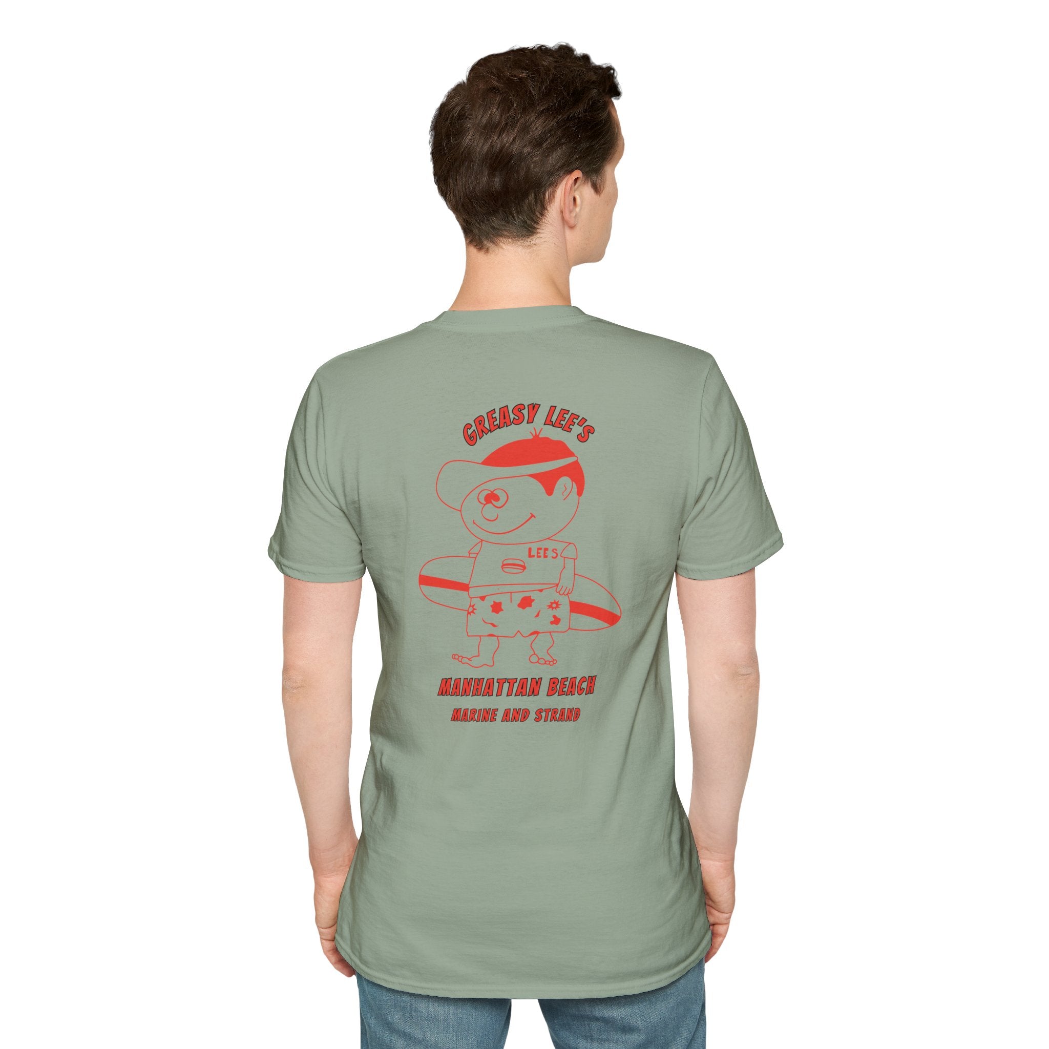 Greasy Lee's Manhattan Beach Old School T-Shirt | Marine and Strand Manhattan Beach Vintage Surf Design