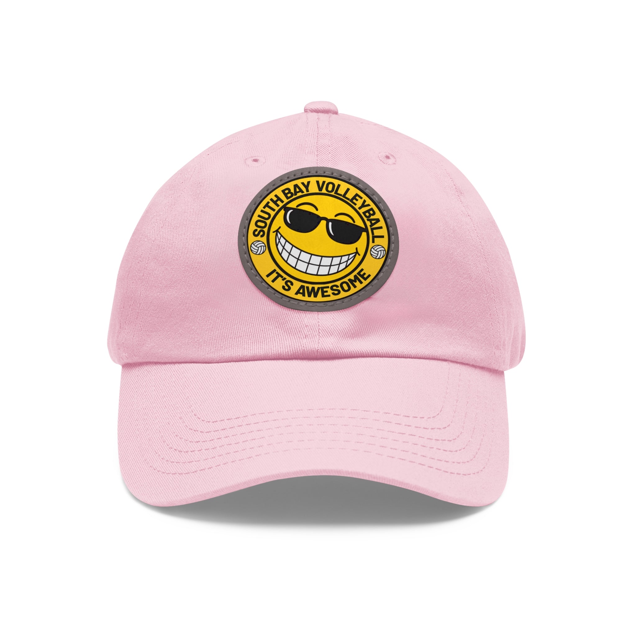 Volleyball Smiley Mom and Dad Hat — "South Bay Volleyball: It’s Awesome" Leather Patch