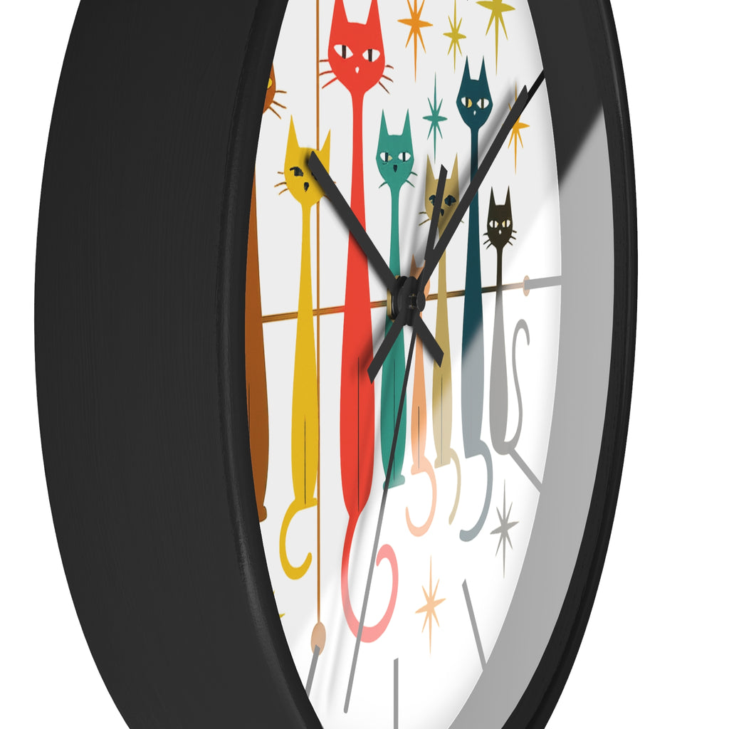 Mid Century Modern Cats Wall Clock | Retro Atomic Kitty Design