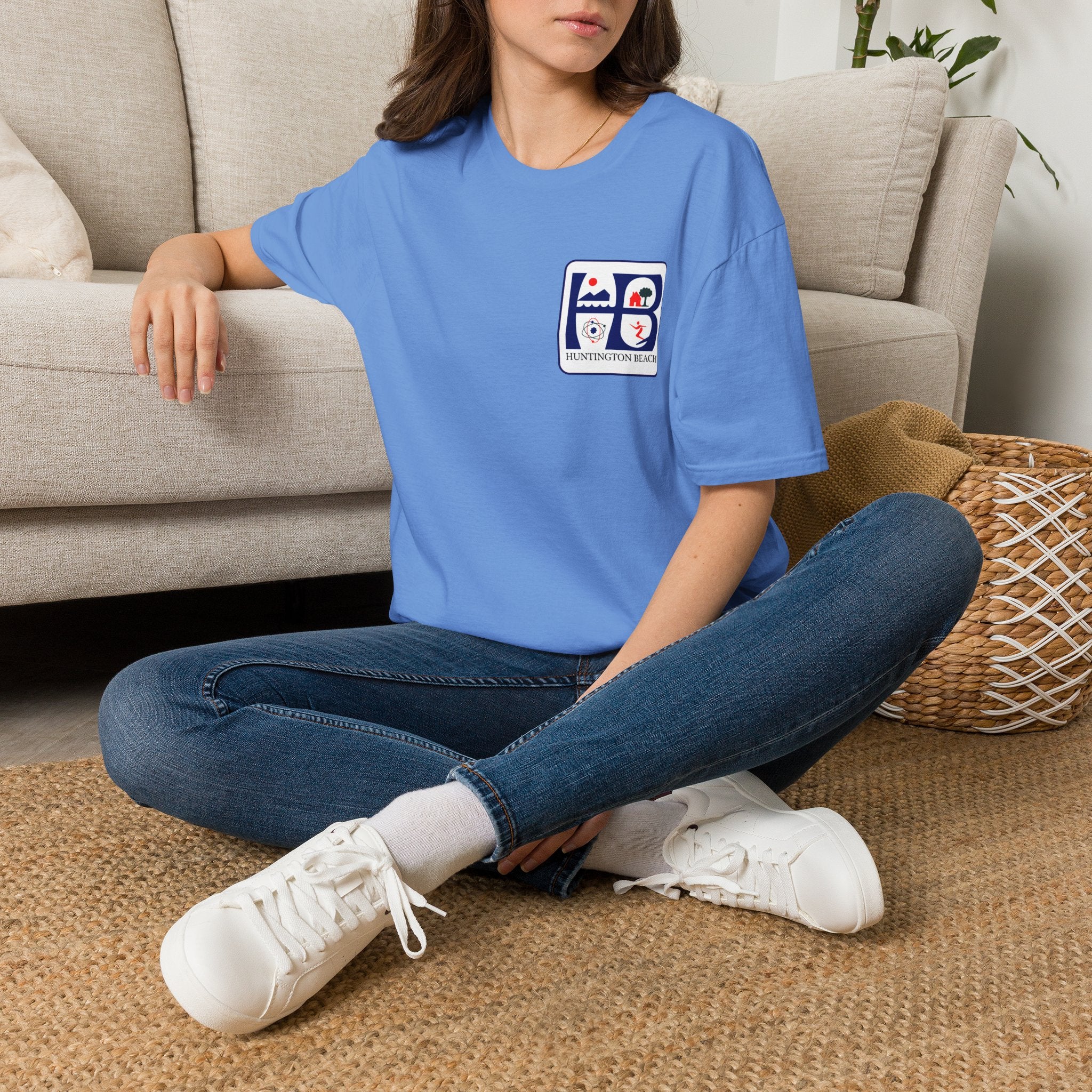 Huntington Beach Retro Logo T-Shirt — HB Surf & Sunset Tee (printed 3 side)