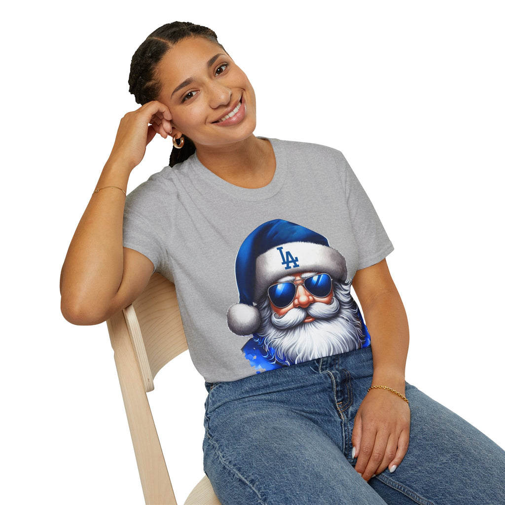 LA Dodgers Blue Santa T-Shirt — Cool Sunglasses Holiday Tee