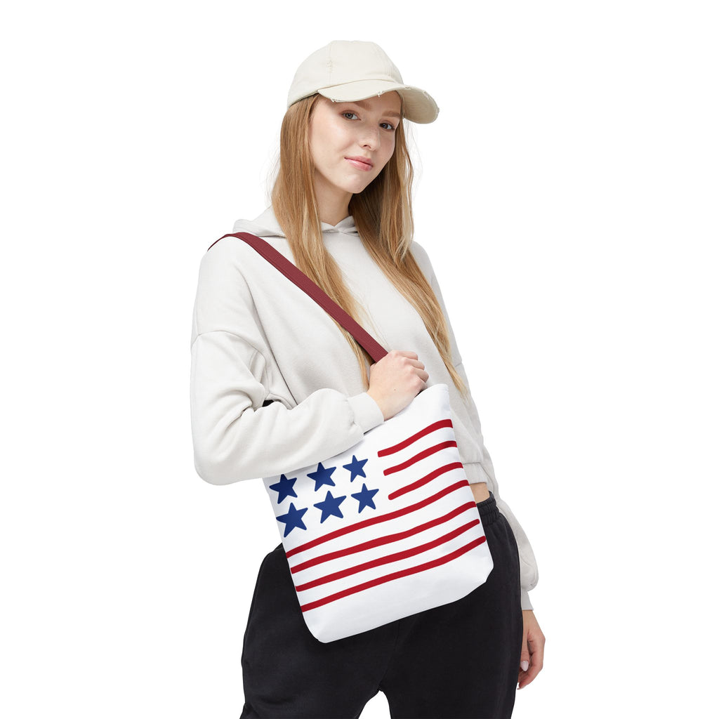 American Flag Stars & Stripes Tote Bag — Patriotic Canvas Beach Grocery Bag