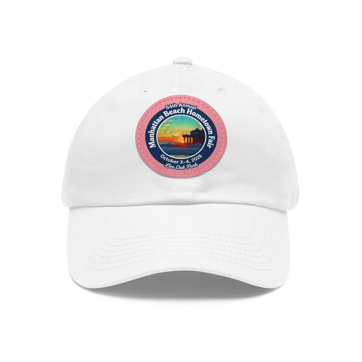 Manhattan Beach Hometown Fair 2026  Beach  Live Oak Park Annual Festival Round Leather Patch Hat