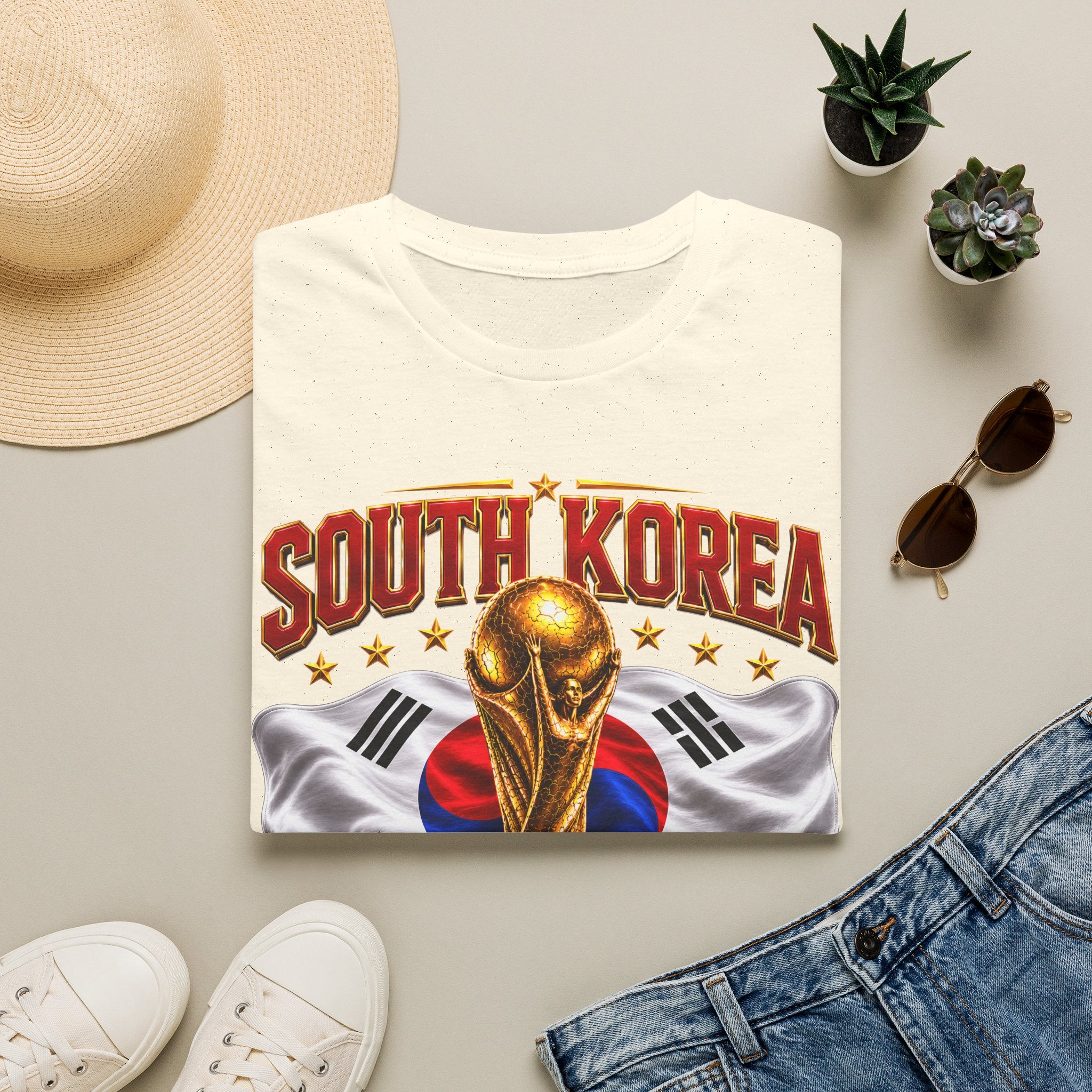 South Korea 2026 Soccer World Cup T-Shirt — Korean Flag & Trophy Football Fan Tee