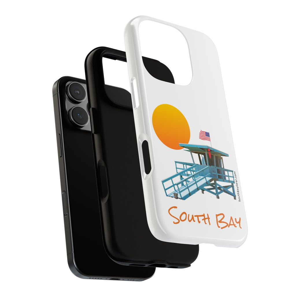 South Bay Lifeguard Stand with American Flag Tough Phone Cases