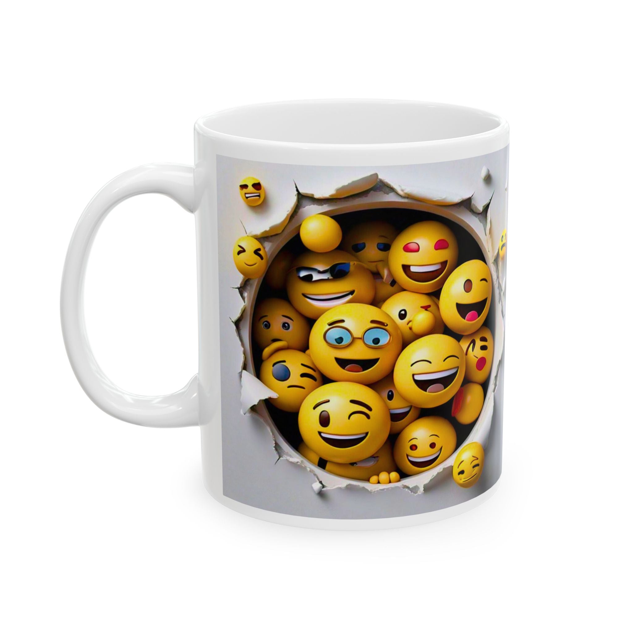 Popping Emojis Mug | Laughing Smileys Ceramic Coffee Mug