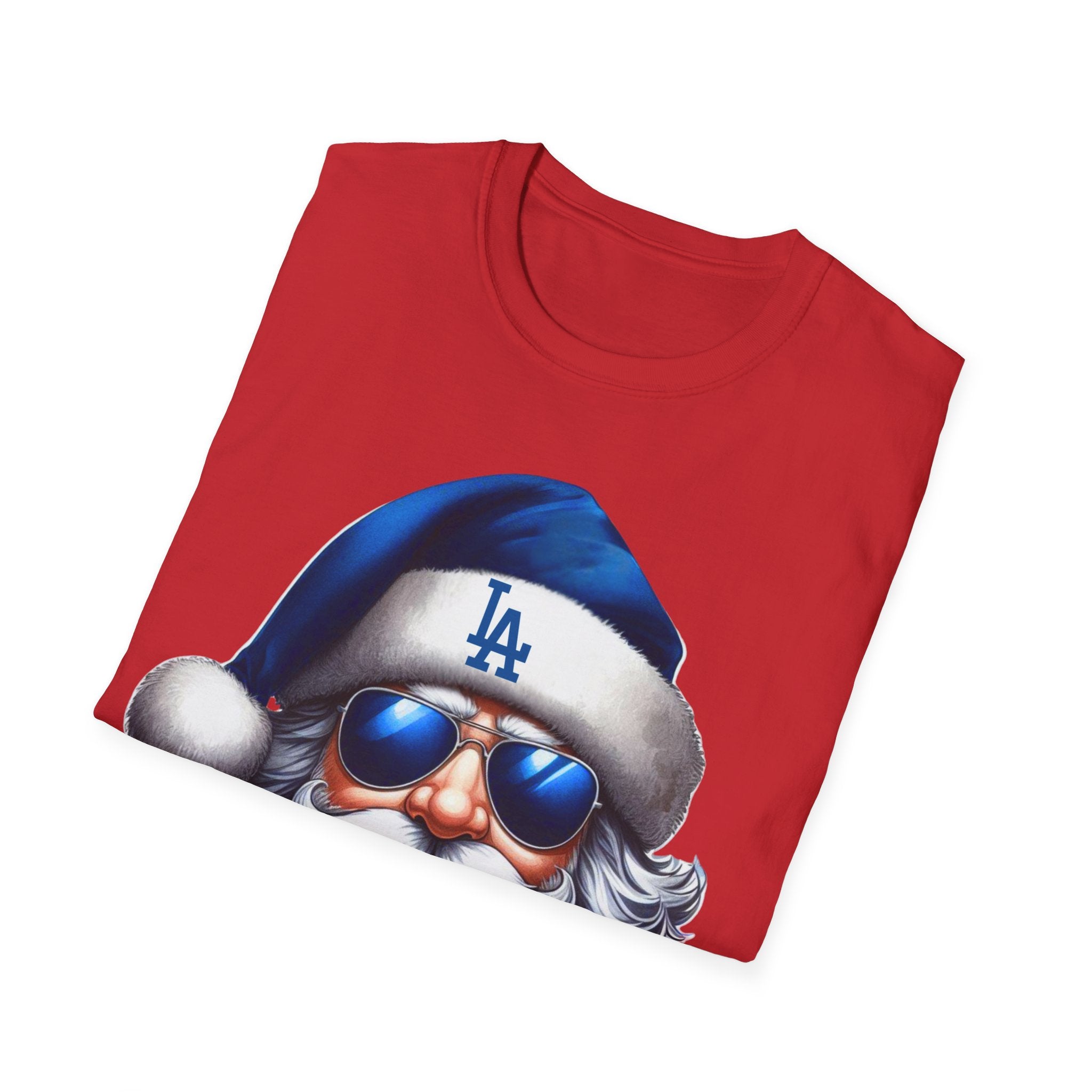 Blue Los Angeles Doyers Santa Tee | Santa Hat Graphic T-Shirt #Doyers