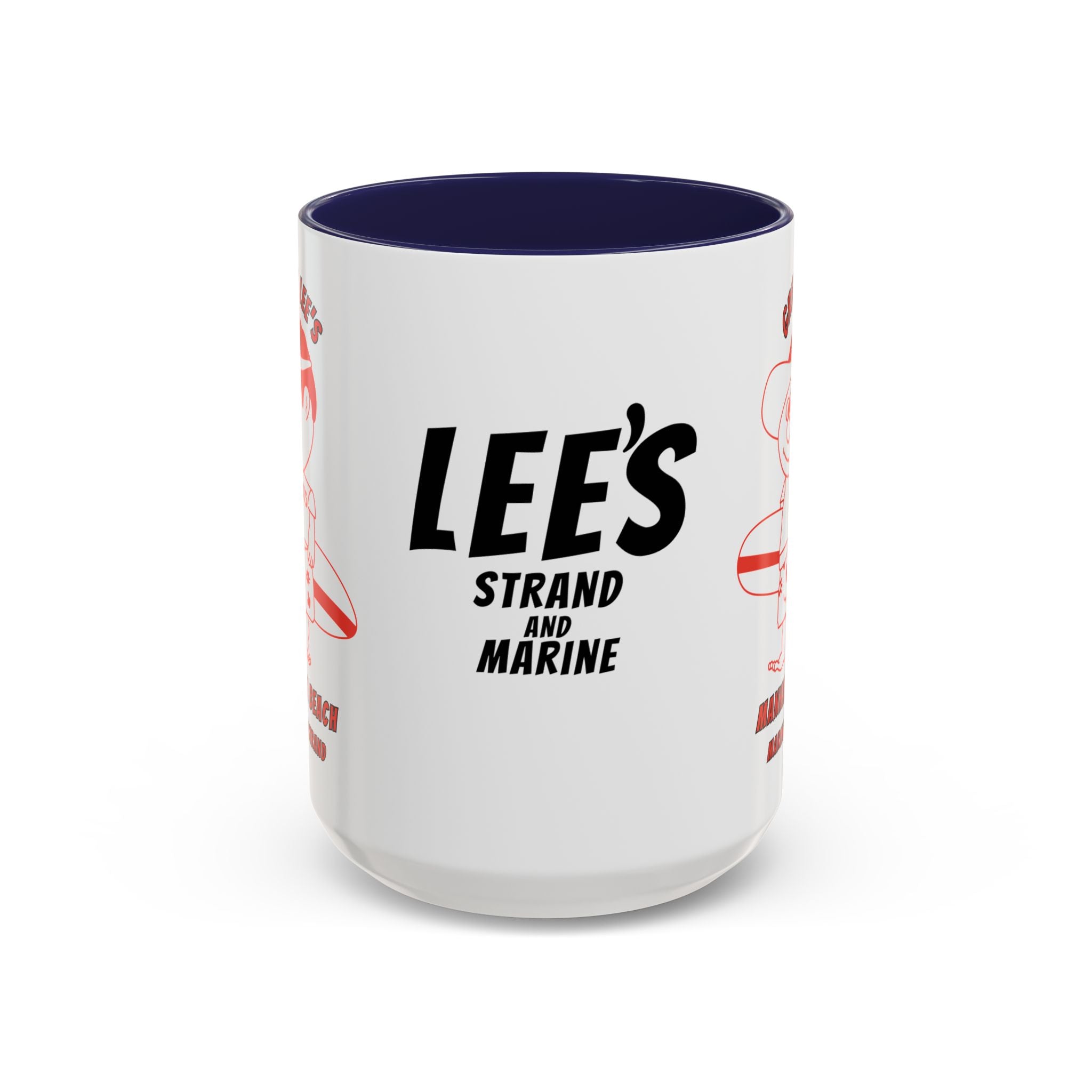 Greasy Lee's Surfer Logo Mug | Marine and Strand Manhattan Beach Old School  Accent Coffee Mug 11oz 15oz