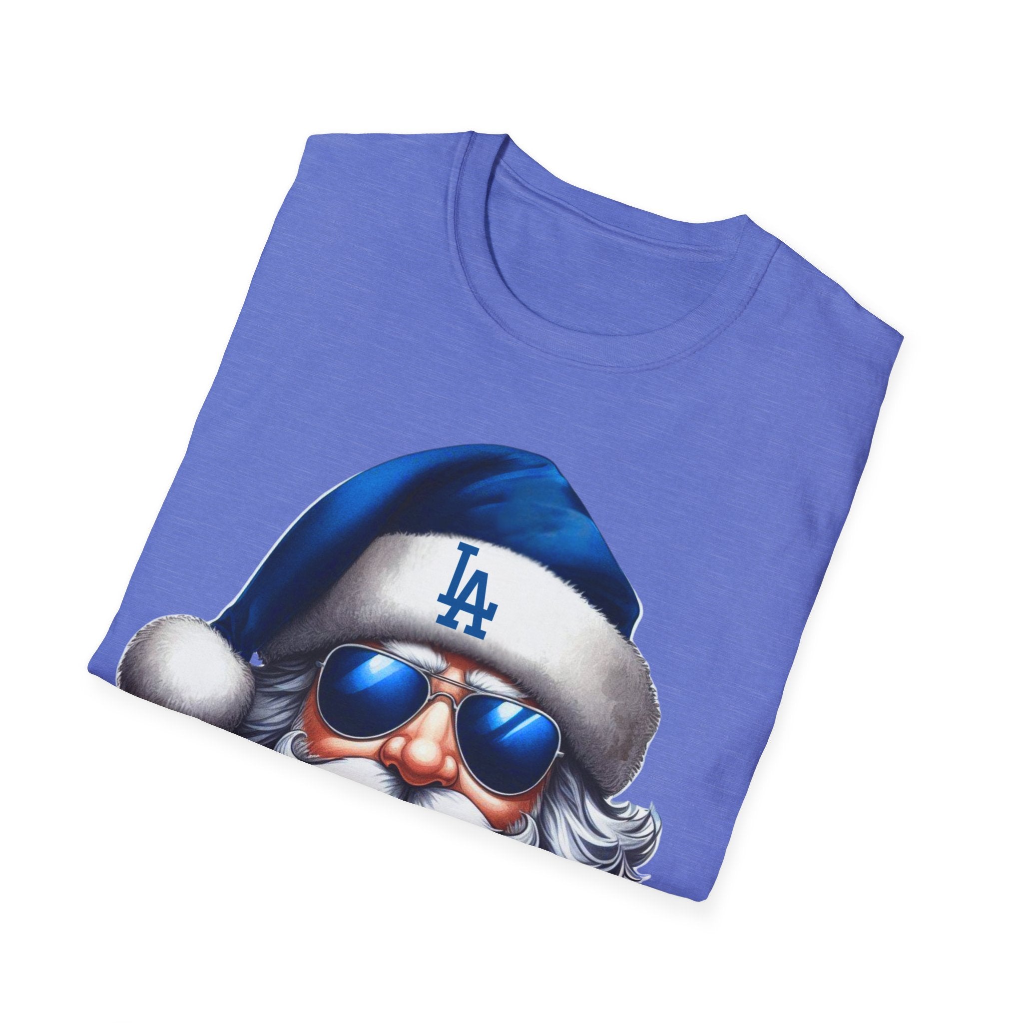 Blue Los Angeles Doyers Santa Tee | Santa Hat Graphic T-Shirt #Doyers