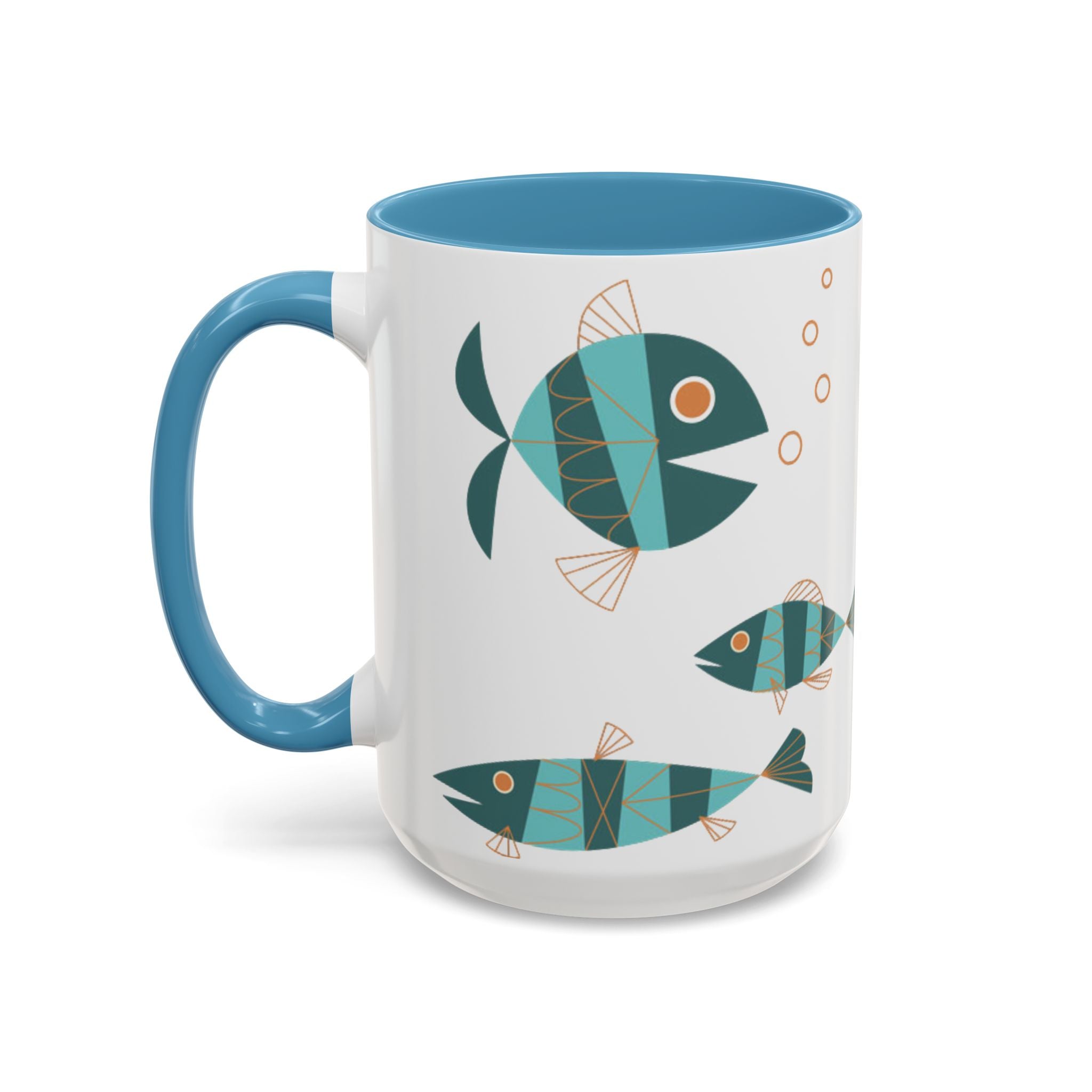 Metlox Pottery Teal Geometric Fish Mug | Accent Coffee Mug
