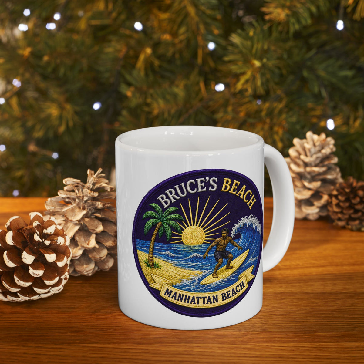 Bruce's Beach Ceramic Mug — Manhattan Beach California & Surf Design (11oz, 15oz)