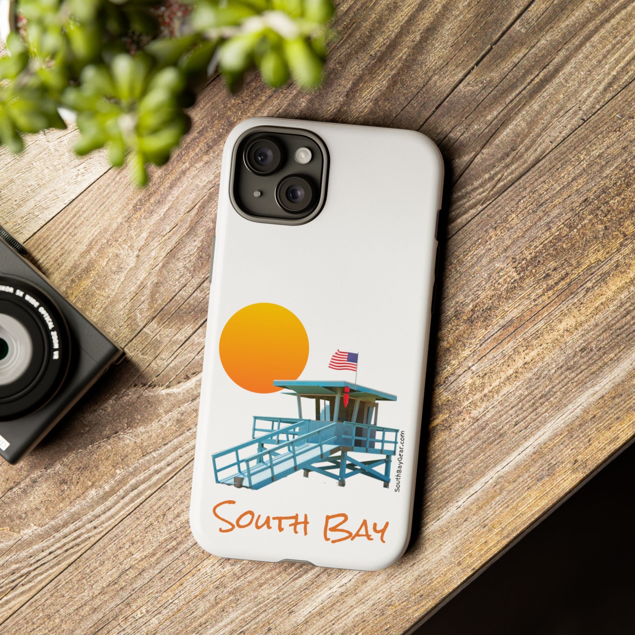 South Bay Lifeguard Stand with American Flag Tough Phone Cases