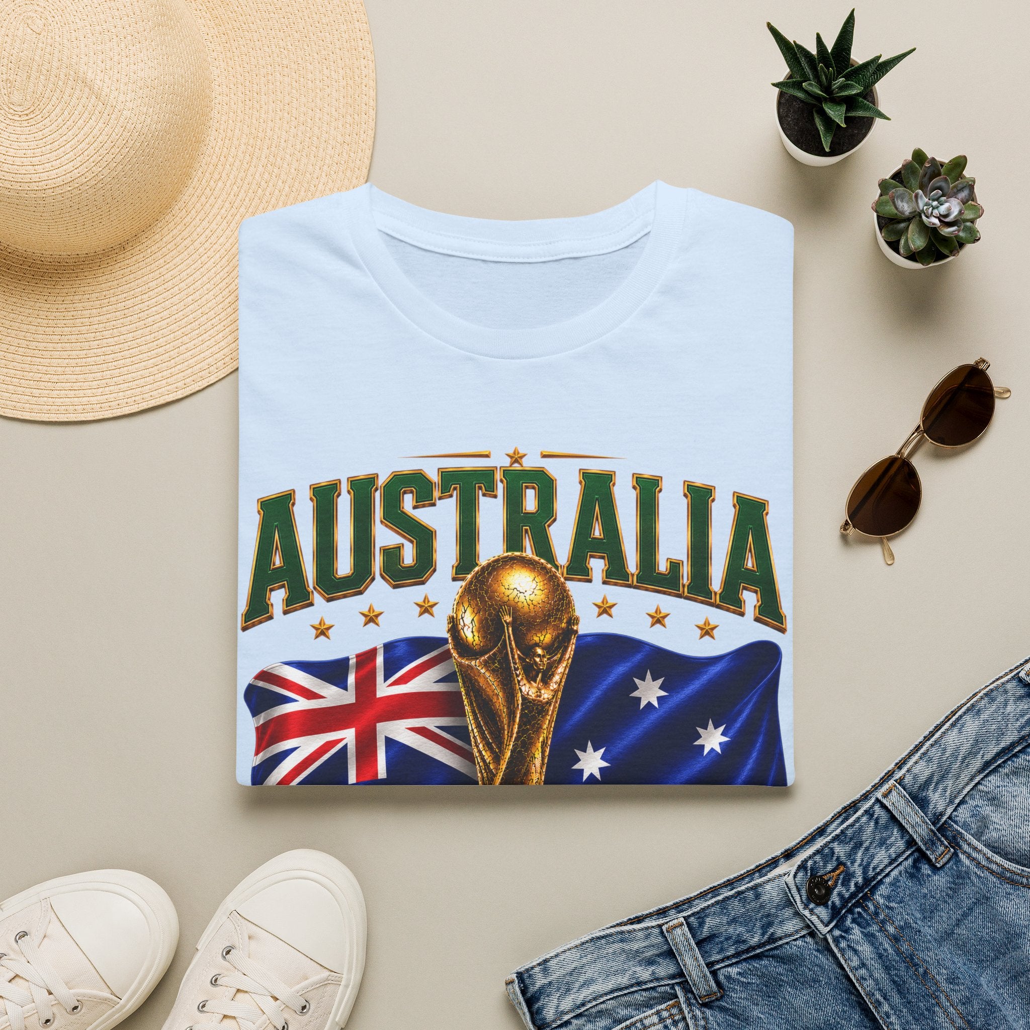 Australia 2026 Soccer World Cup T-Shirt — Aussie Flag & Trophy Design