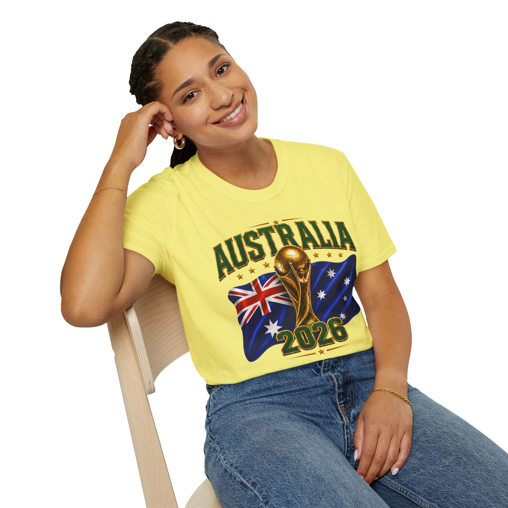 Australia 2026 Soccer World Cup T-Shirt — Aussie Flag & Trophy Design