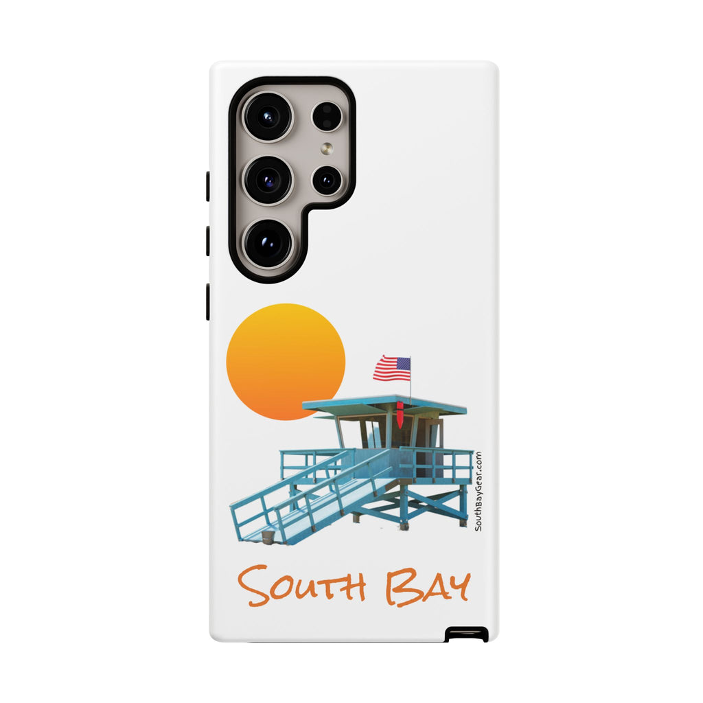 South Bay Lifeguard Stand with American Flag Tough Phone Cases