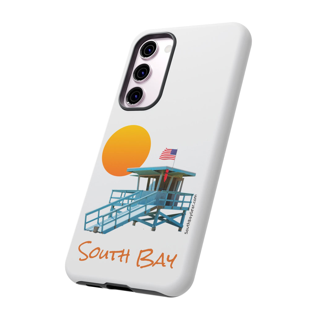 South Bay Lifeguard Stand with American Flag Tough Phone Cases