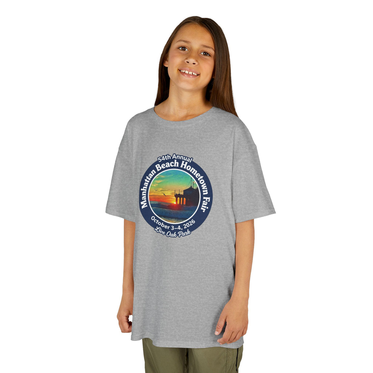 Kids Tee — Manhattan Beach Hometown Fair 2026 Sunset Logo