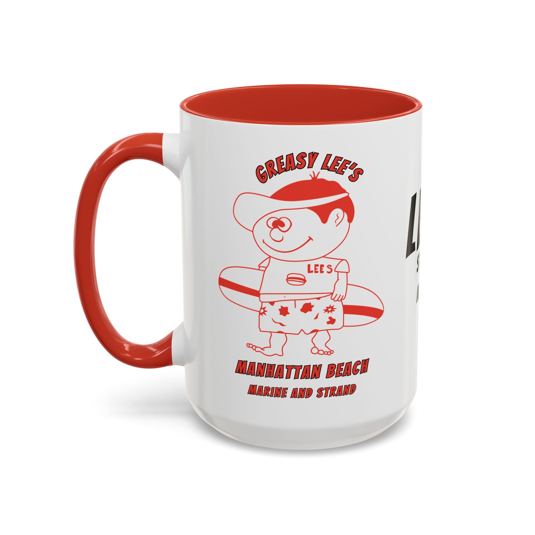 Greasy Lee's Surfer Logo Mug | Marine and Strand Manhattan Beach Old School  Accent Coffee Mug 11oz 15oz