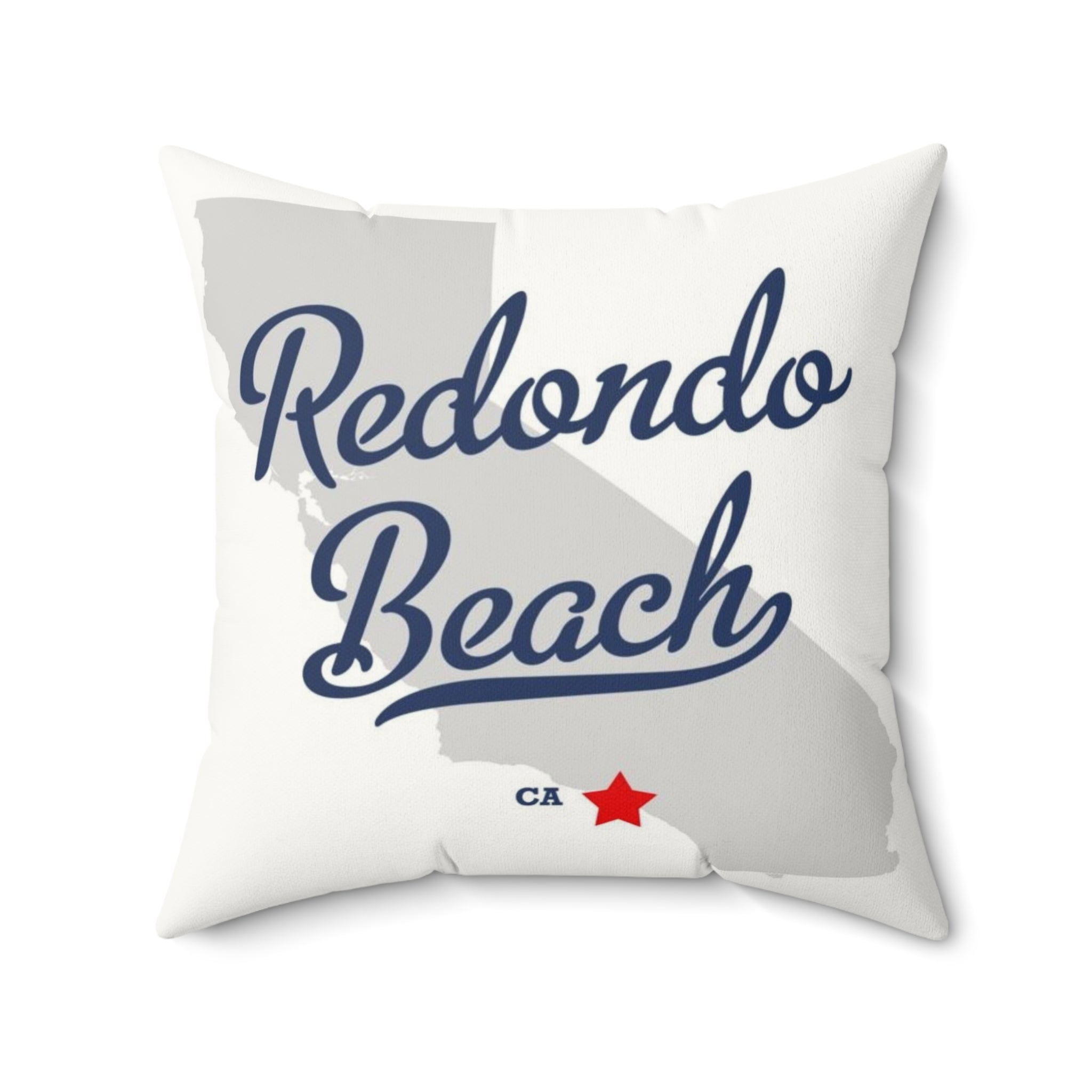 Redondo Beach California Map - Faux Suede Square Pillow